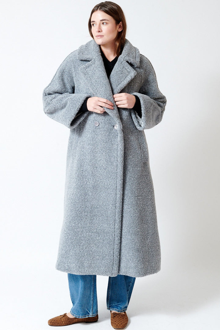 Julia wearing Herno Cuddle Up Teddy Coat front view