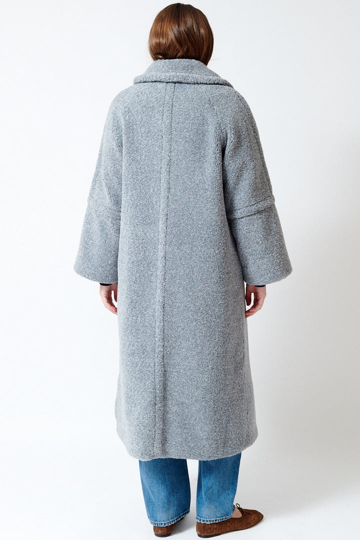 Julia wearing Herno Cuddle Up Teddy Coat rear view