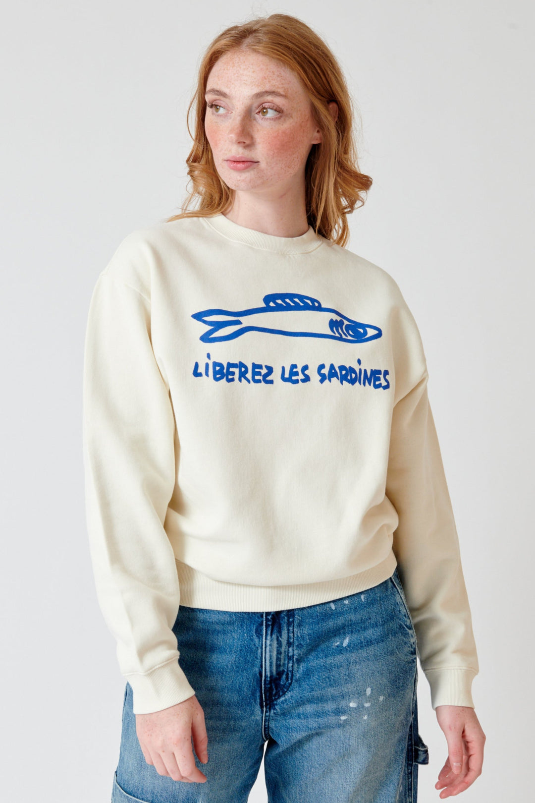 Waverly wearing Clare V. Oversized Sweatshirt front view