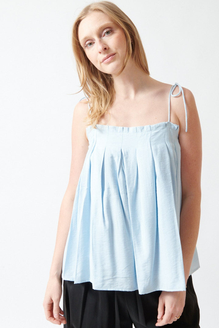 Madi wearing ELEH Celeste Lace Up Top front view