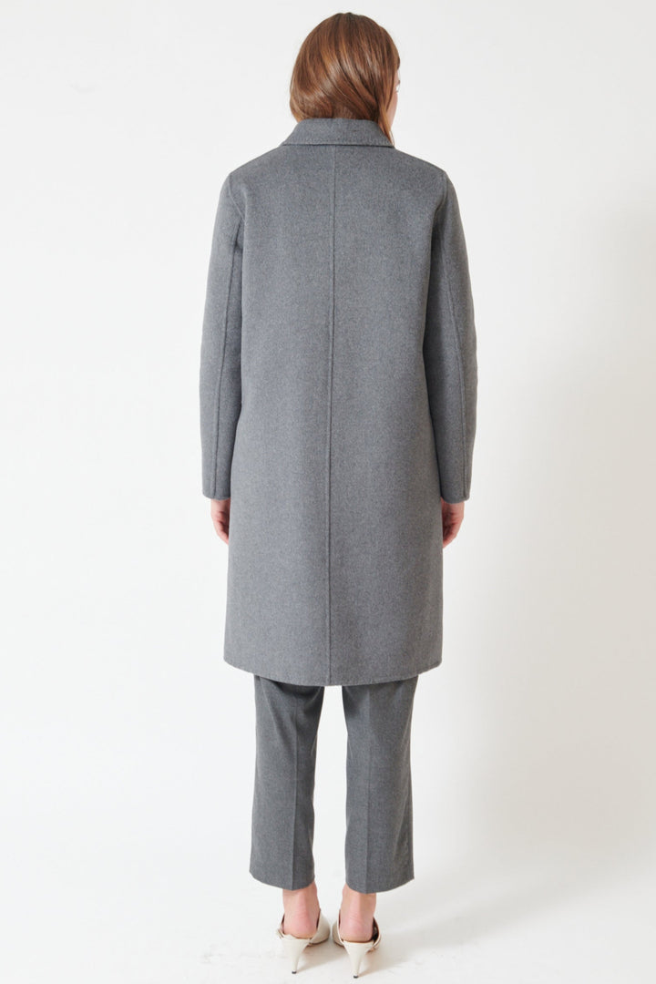Julia wearing Seventy Softest Coat With Removable Lining rear view
