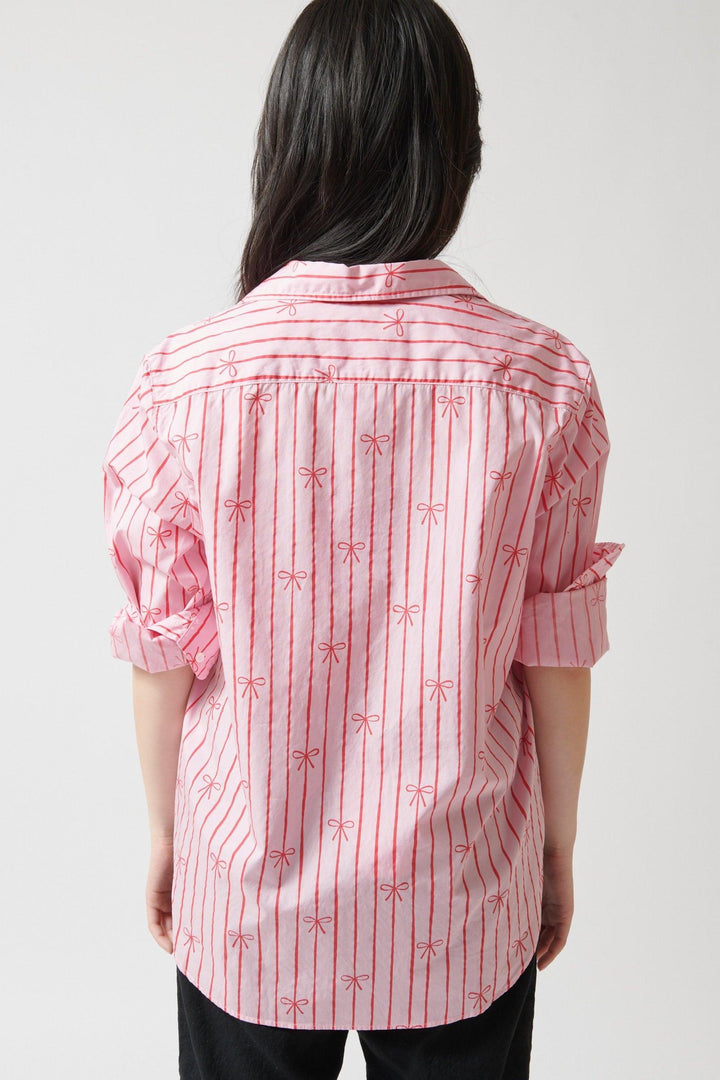 Lilly wearing Frank & Eileen Eileen Relaxed Button Up Shirt rear view