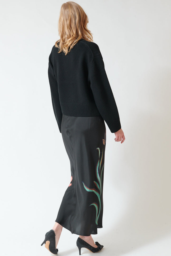 Madi wearing Dorothee Schumacher Seductive Bloom Skirt rear view