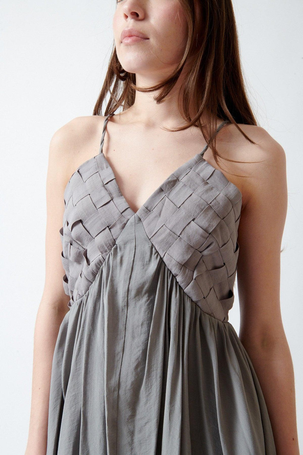 Angela wearing ELEH Inanna Dress front/detail view