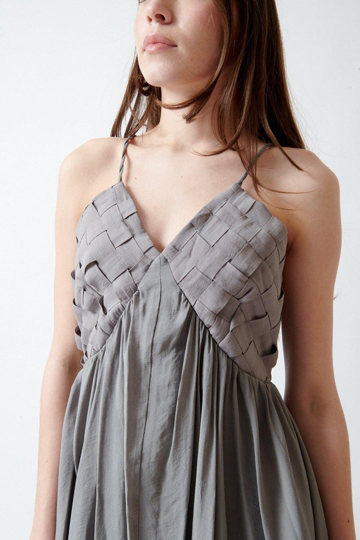 Angela wearing ELEH Inanna Dress front/detail view