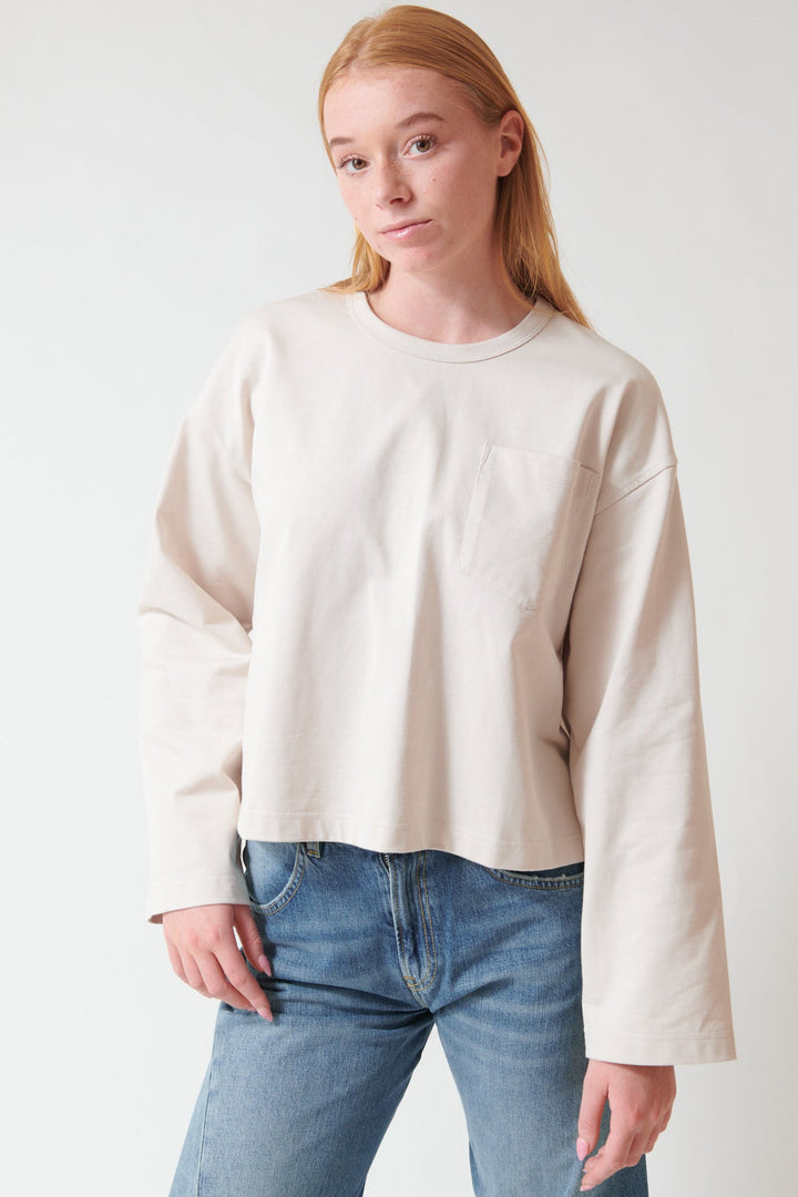 AYsia wearing Apiece Apart The Boxy Tee front view