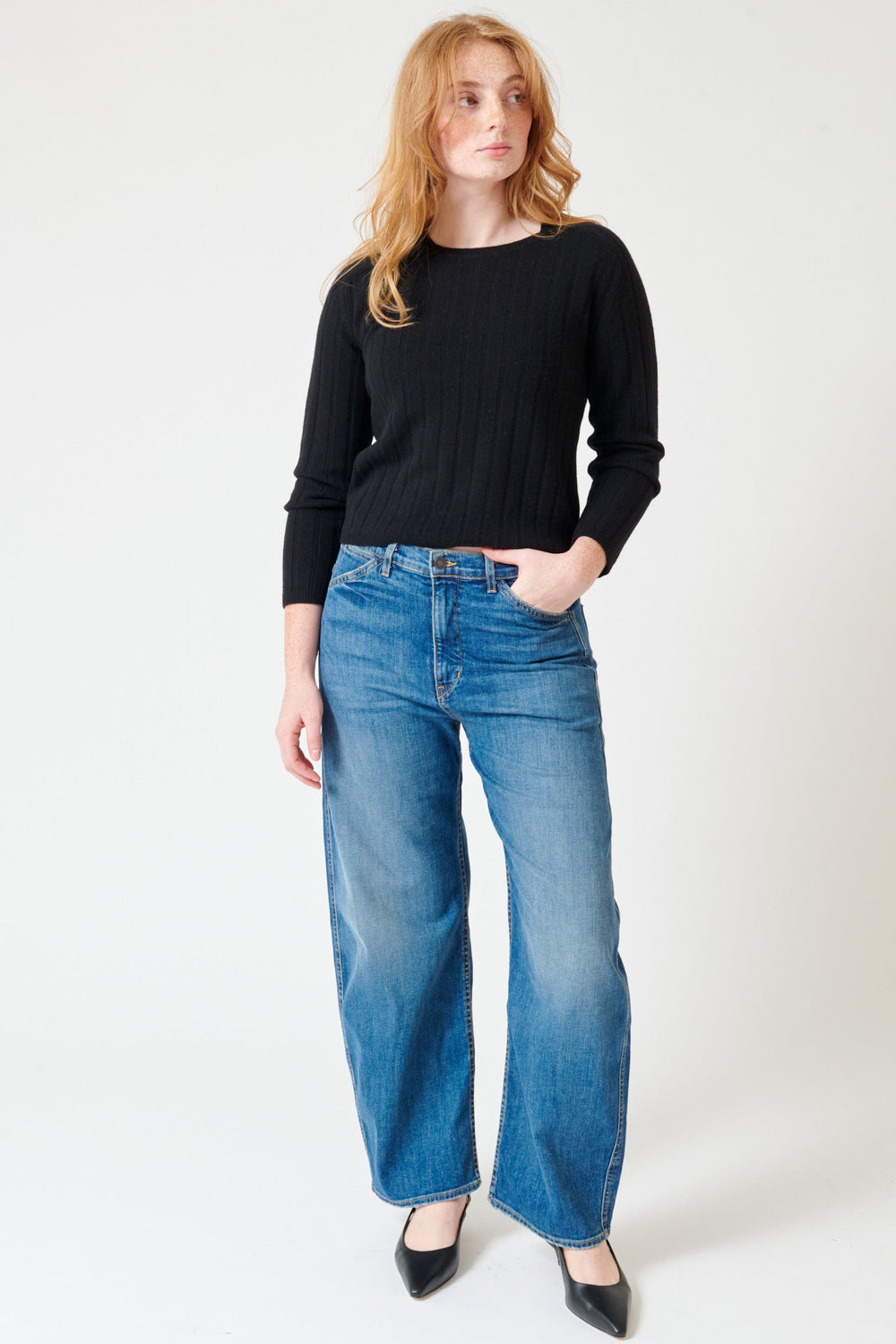 Waverly wearing Nili Lotan Tribeca Jean front view