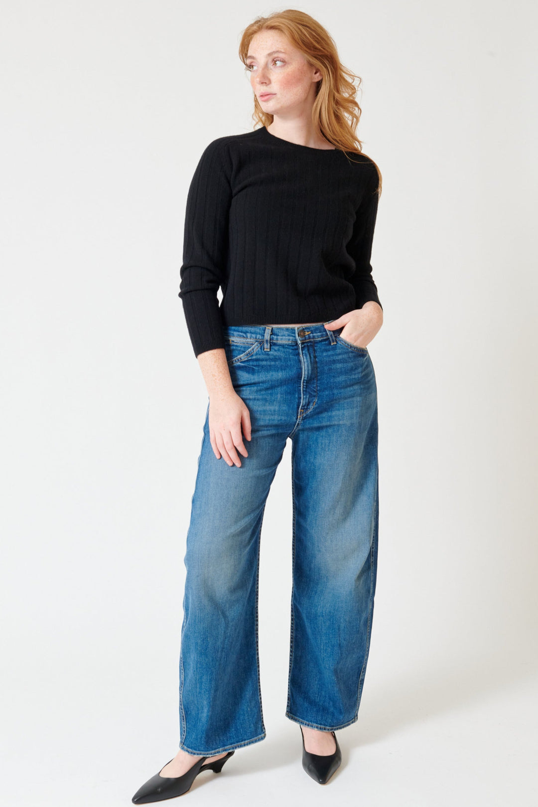Waverly wearing Nili Lotan Tribeca Jean front view