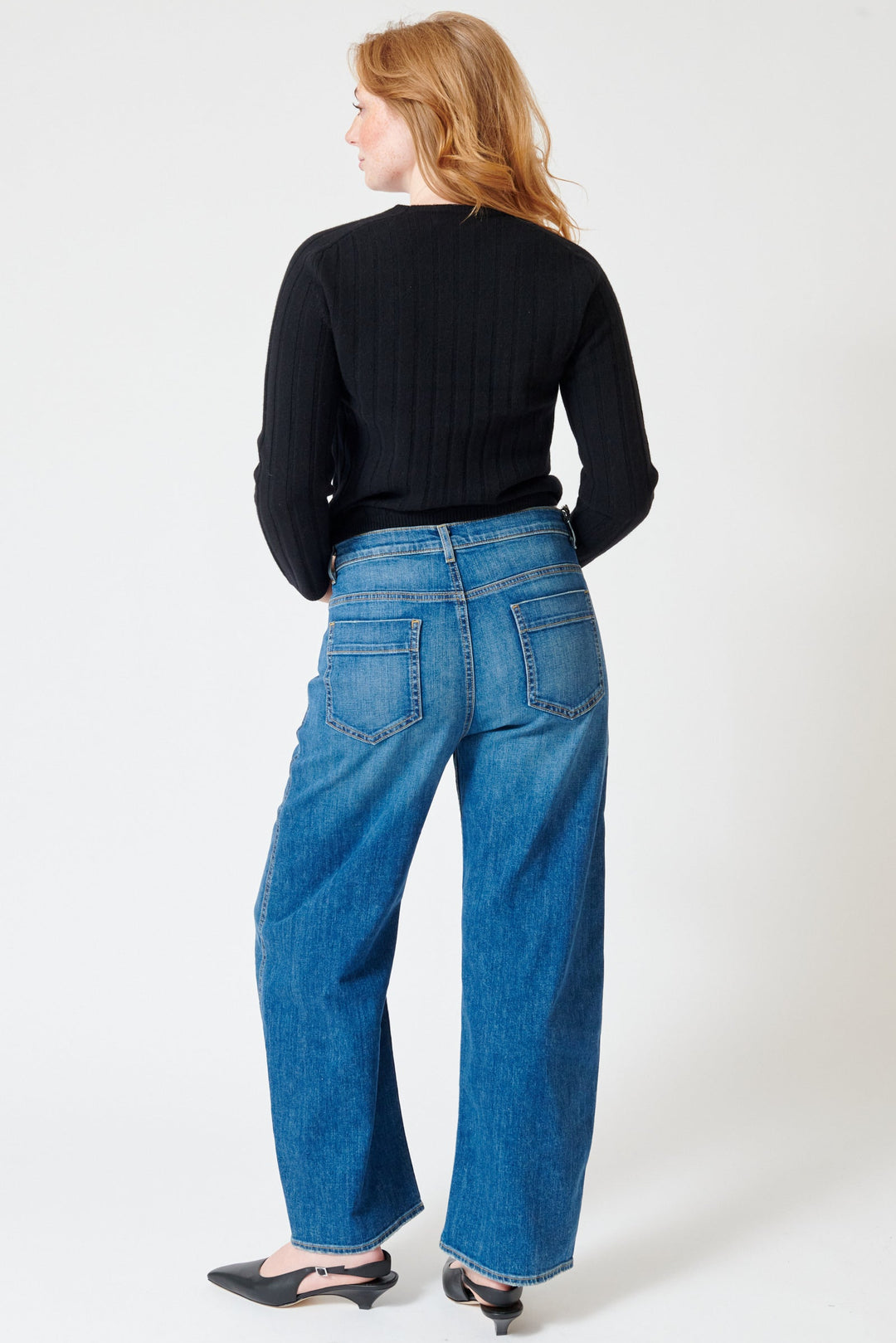 Waverly wearing Nili Lotan Tribeca Jean rear view