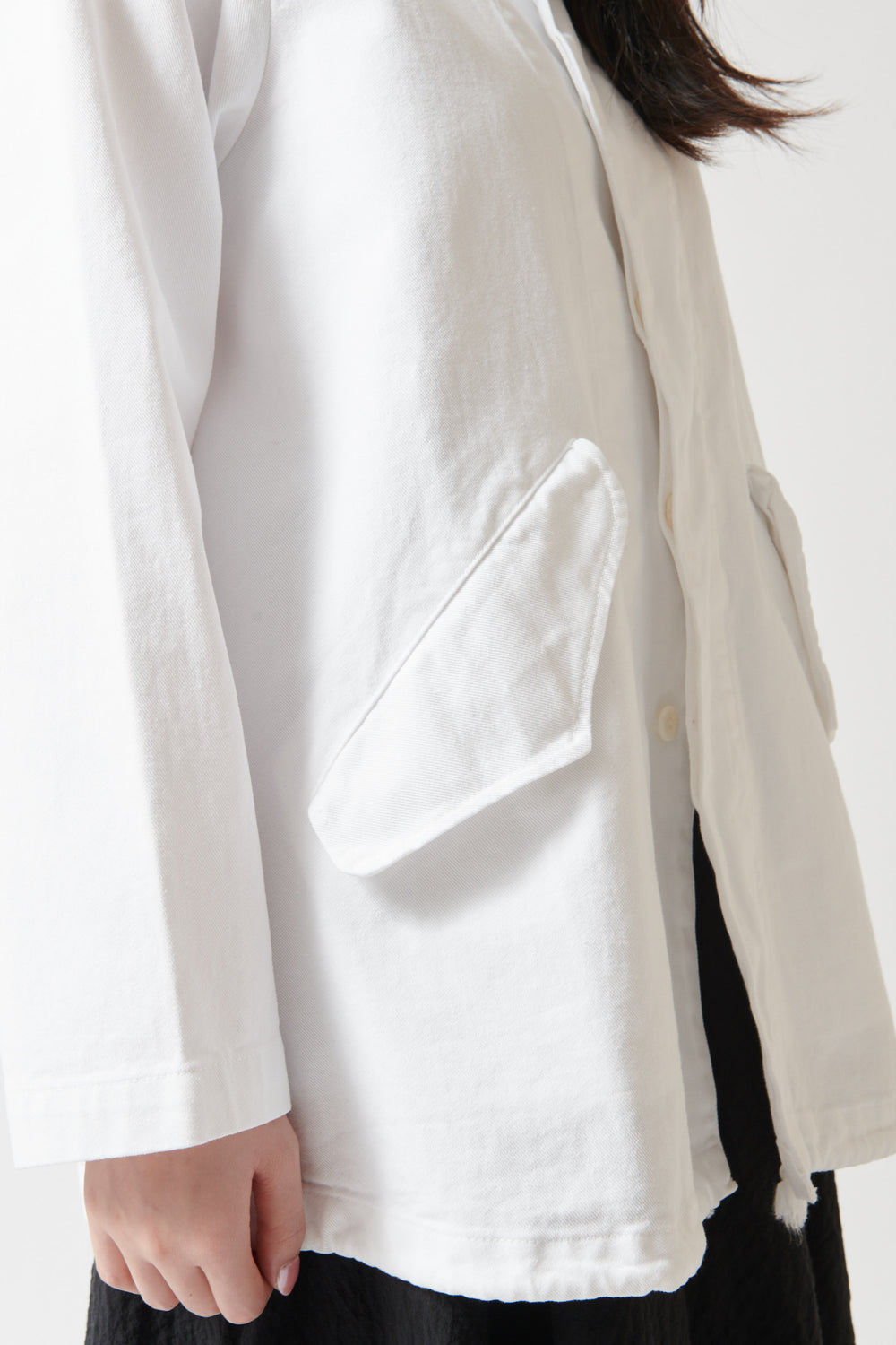 Lilly wearing Labo.Art Moon Jacket front/detail view