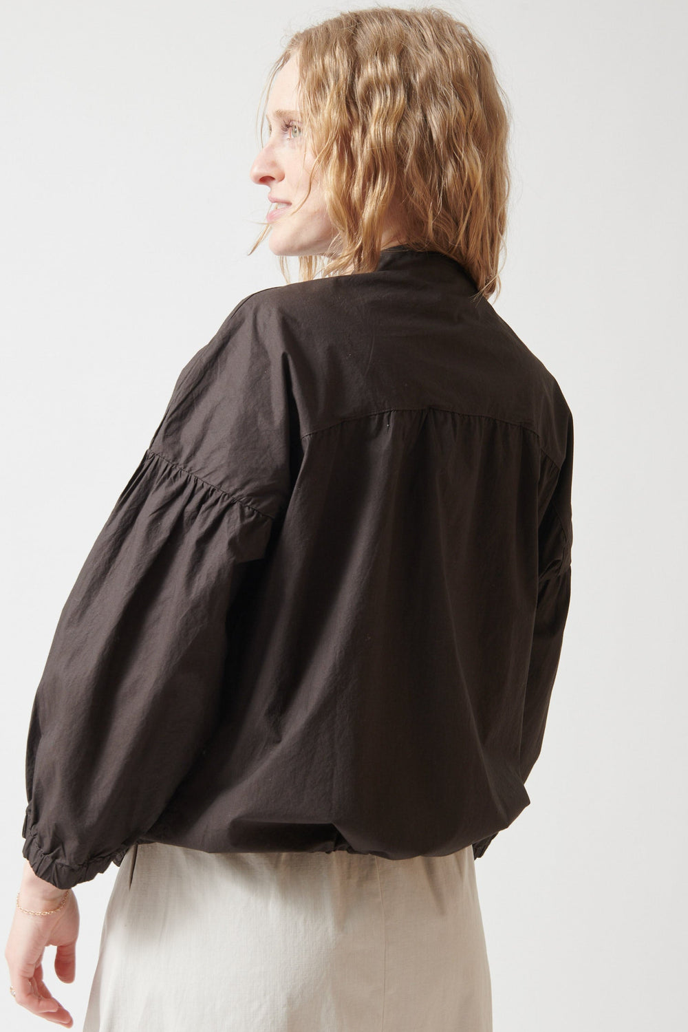 Madi wearing Labo.Art Clara Jacket rear view
