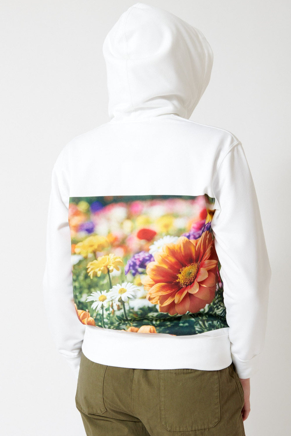 Julia wearing Comme des Garçons Vivid Zip Hoodie rear view
