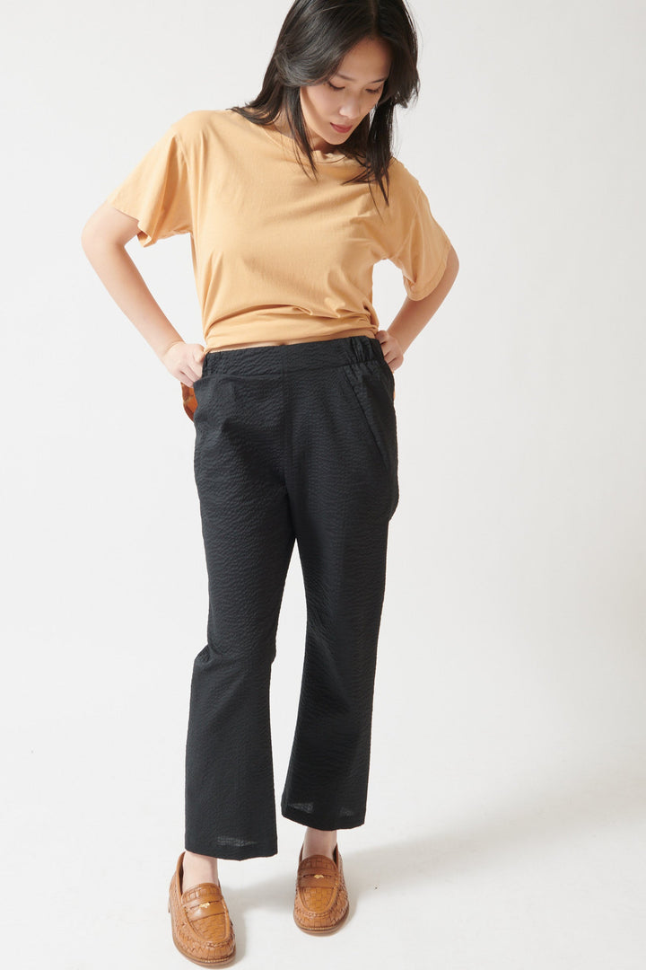 Lilly wearing Zero + Maria Cornejo Eko Ripple Twill Pant front view