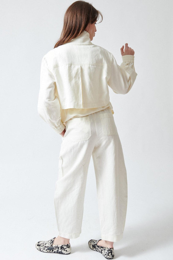Sophie wearing Apiece Apart Everyday Pull On Pant rear view