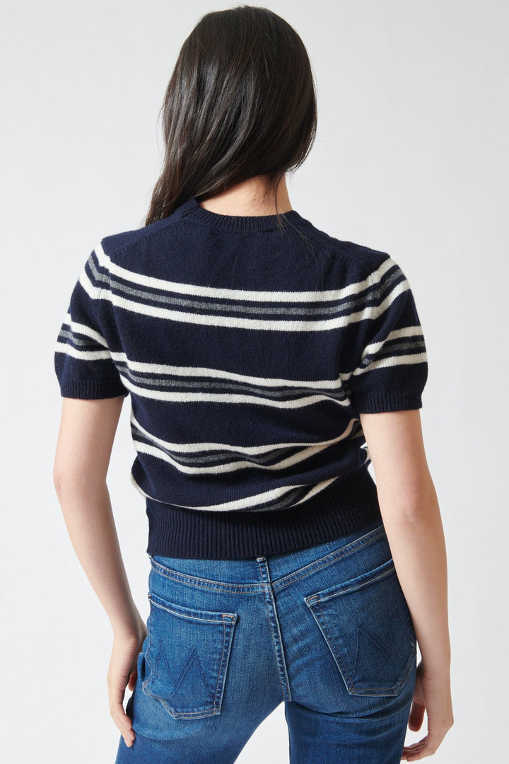 Lilly wearing &Daughter Wicklow Stripe T Shirt Sweater rear view