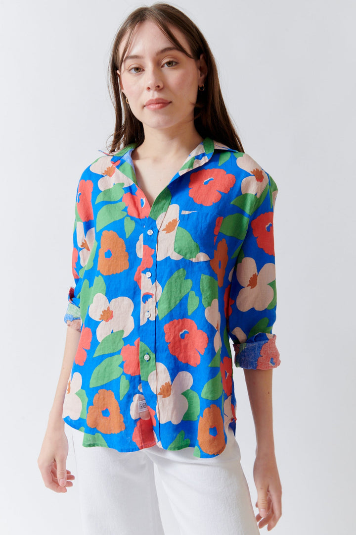 Angela wearing Frank & Eileen Eileen Relaxed Button Up Shirt front view