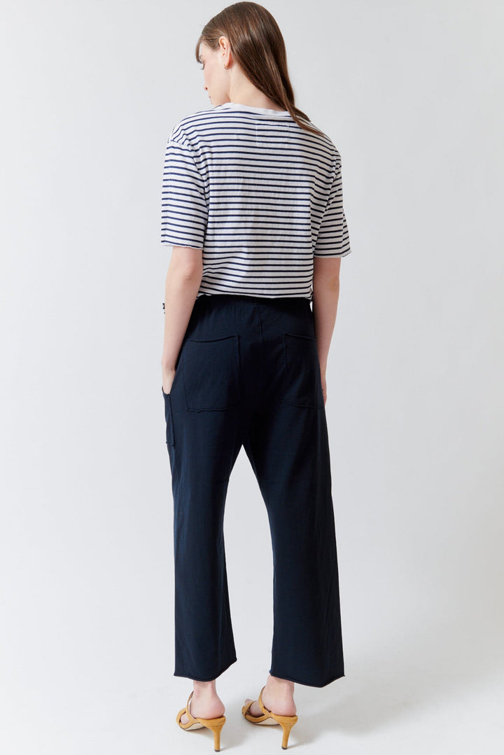 Angela wearing Frank & Eileen Bibi Barrel Leg Sweatpant rear view