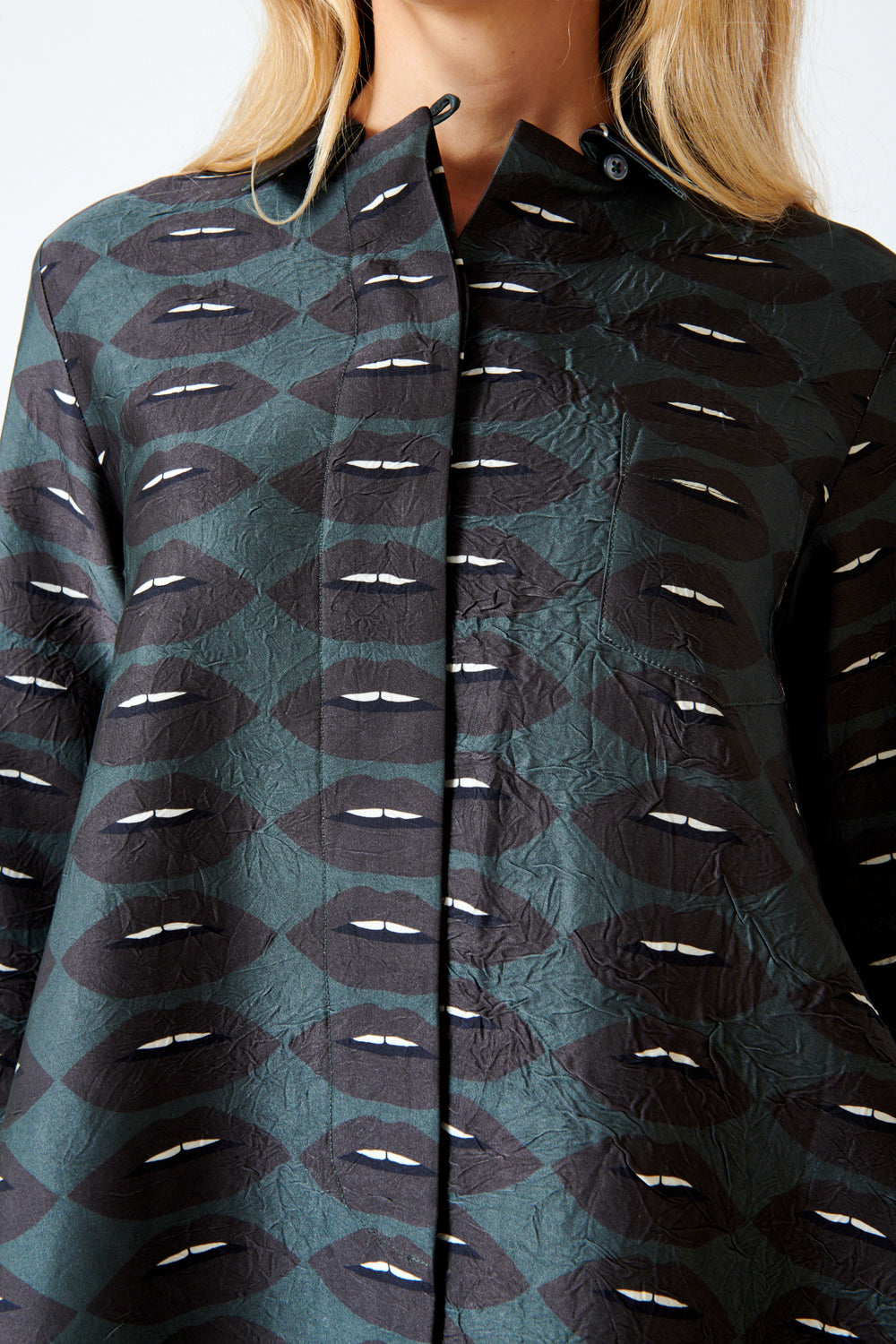 Mari wearing Odeeh Temptation Blouse front view
