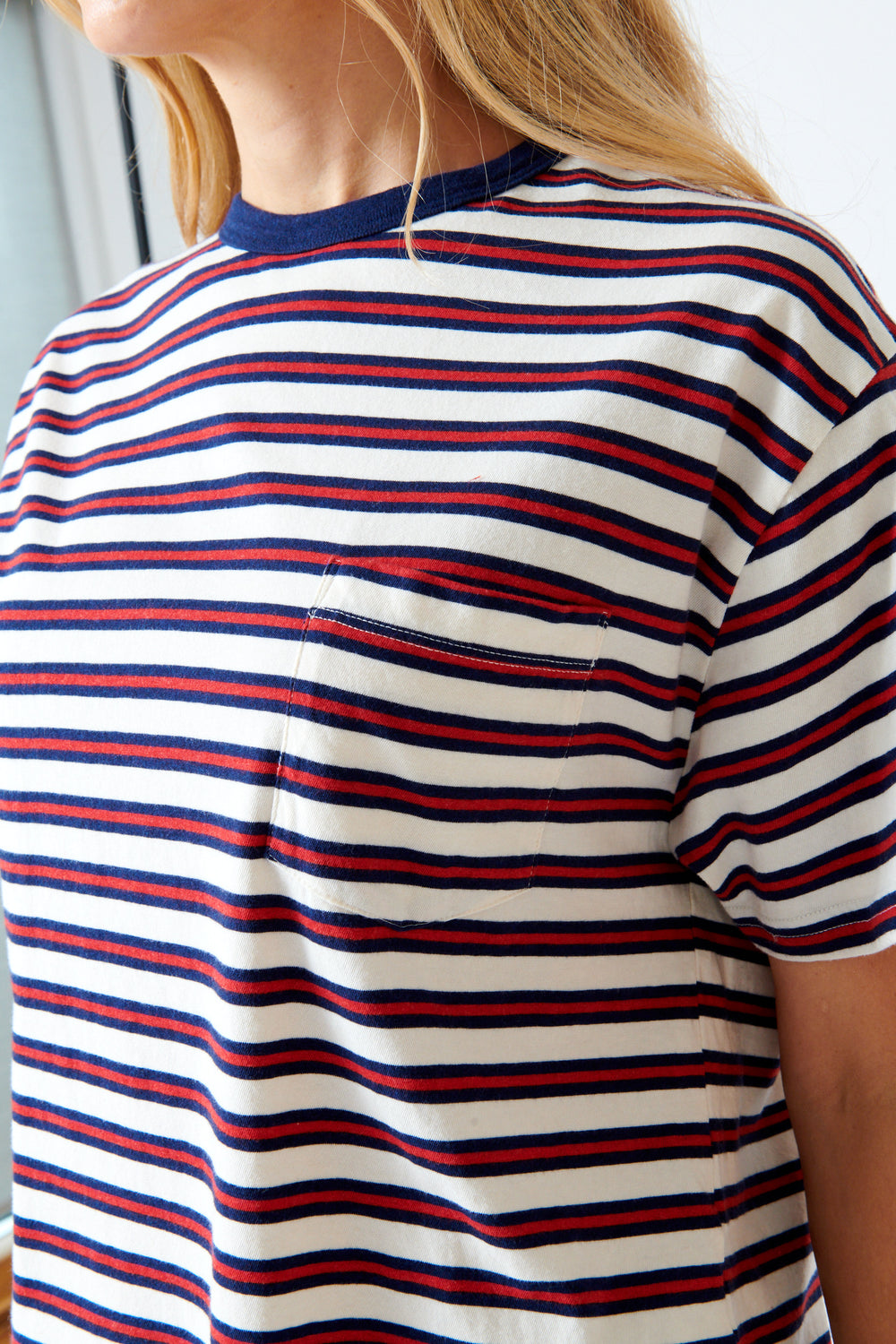 Mari wearing Xirena Paulina Tee front/detail view