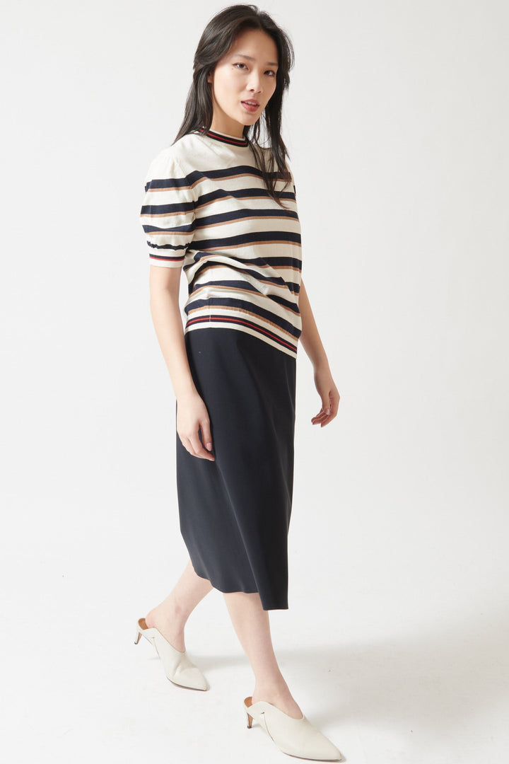 Lilly wearing Herno Scuba Skirt front view