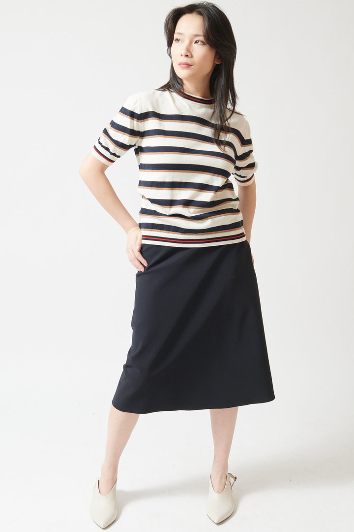 Lilly wearing Herno Scuba Skirt front view