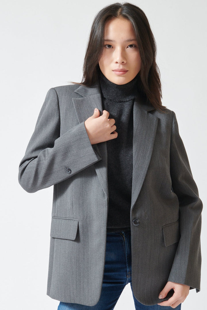 Lilly wearing TWP Jillian Blazer Medium front view