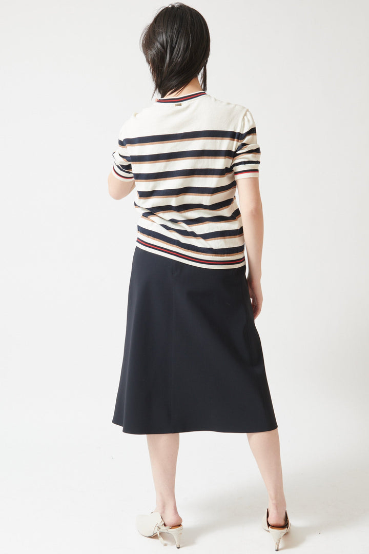 Lilly wearing Herno Scuba Skirt rear view