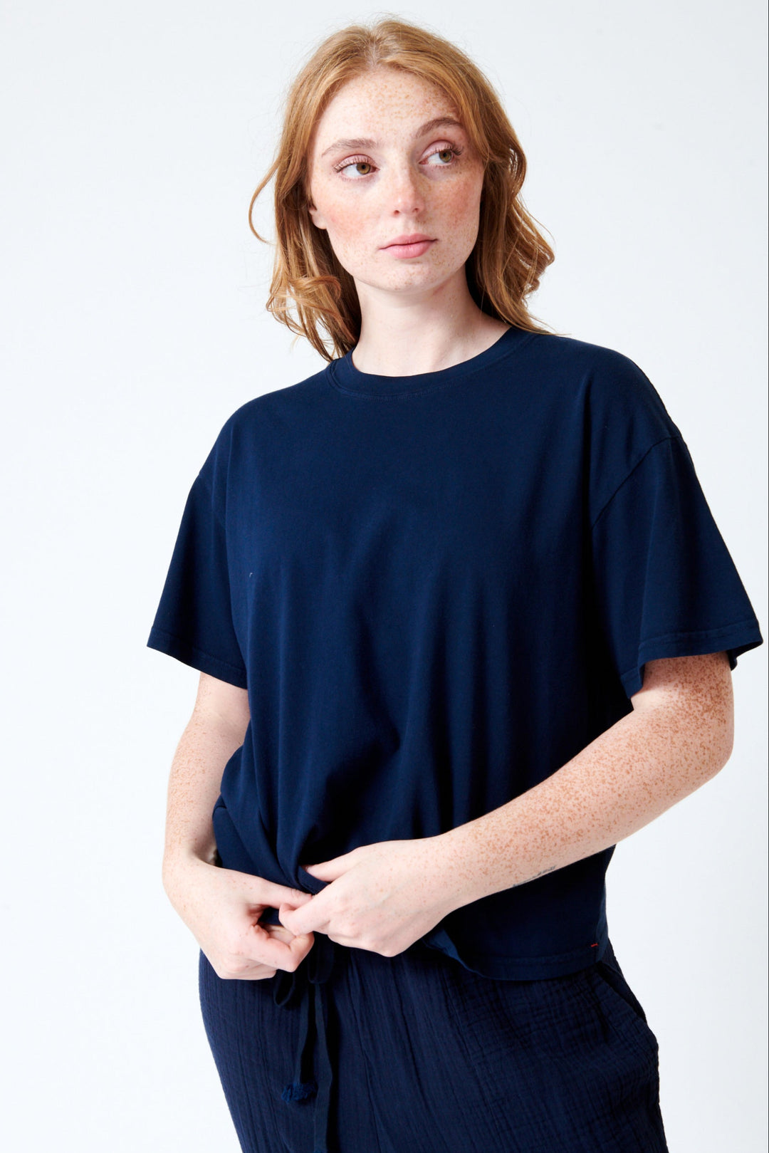 Waverly wearing Xirena Palmer Tee front view