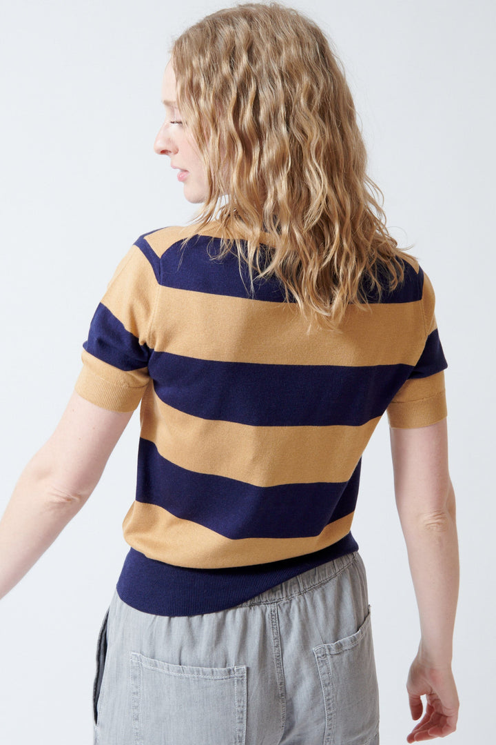 Madi wearing Jumper 1234 Slinky Stripe Tee Shirt rear view