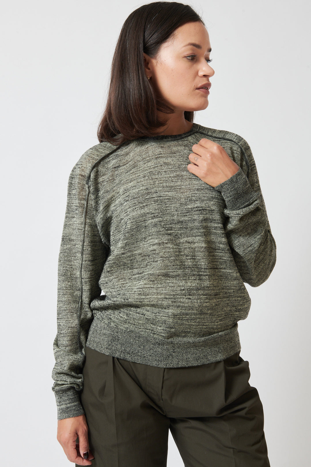 Model wearing Christian Wijnants Kamina Sweater front view