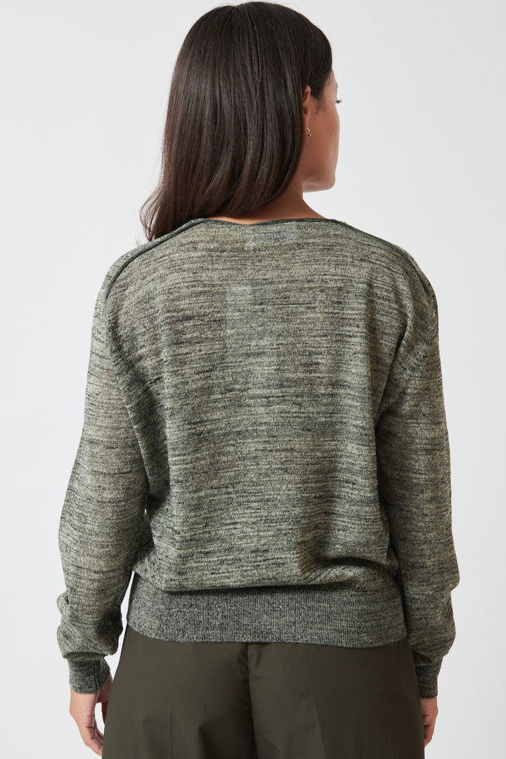 Model wearing Christian Wijnants Kamina Sweater rear view