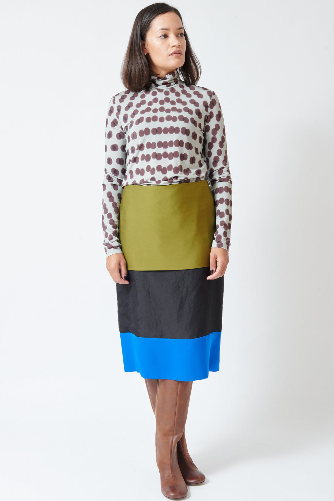 Model wearing Christian Wijnants Saros Skirt front view