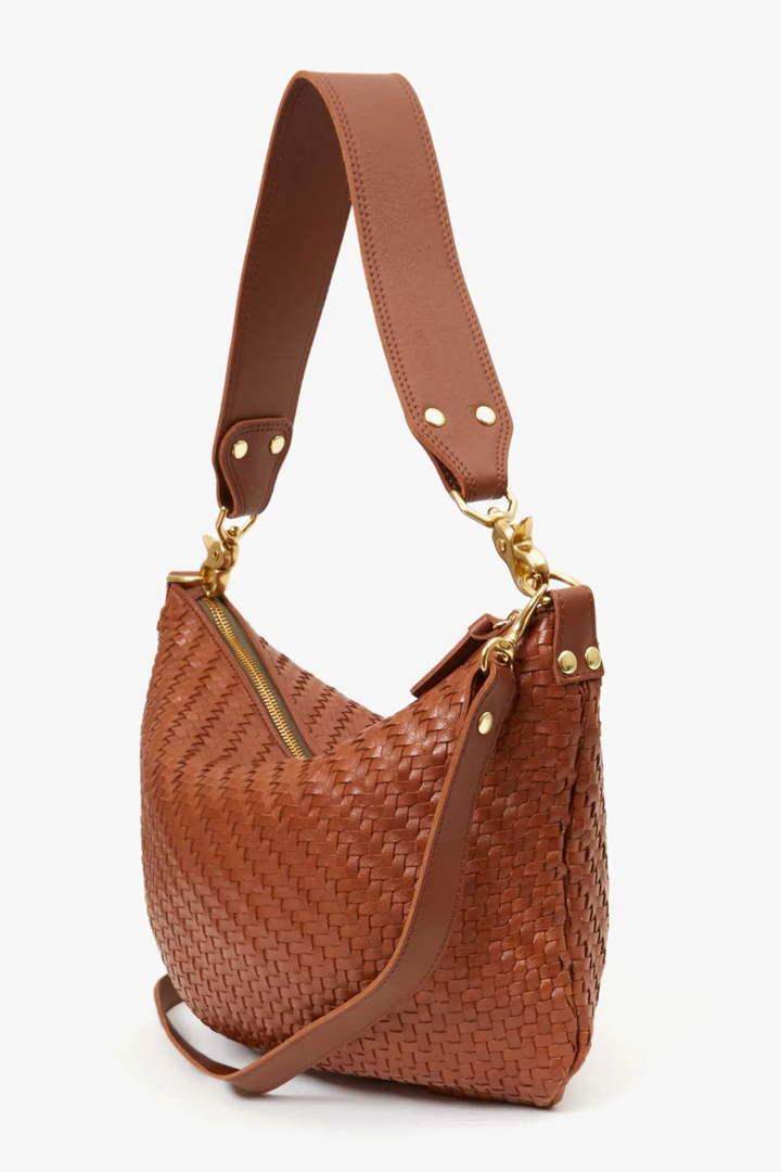 Clare V. Moyen Messenger Hazelnut Woven Zig Zag side/rear view