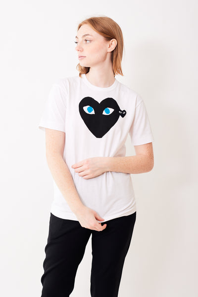 Comme des Garçons Mens Blue Eyes Black Hearts Tee