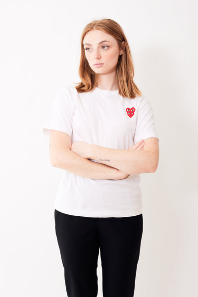 Comme des Garçons Mens Double Red Hearts Patch Tee