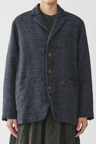 Pas de Calais Linen Wool Glen Check Jacket