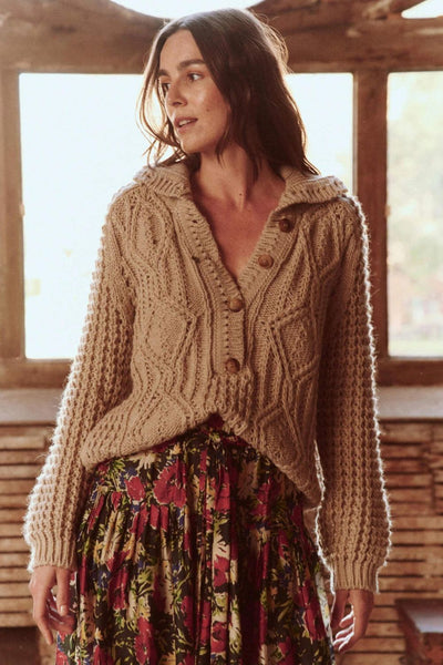 The Great The Cozy Cable Pullover in Oat