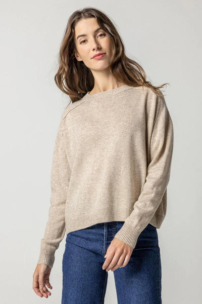 Lilla P Oversized Saddle Sleeve Sweater in Husk