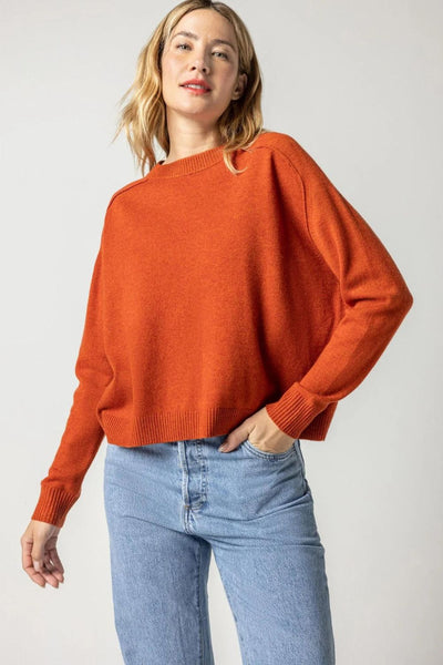 Lilla P Oversized Saddle Sleeve Sweater in Spice
