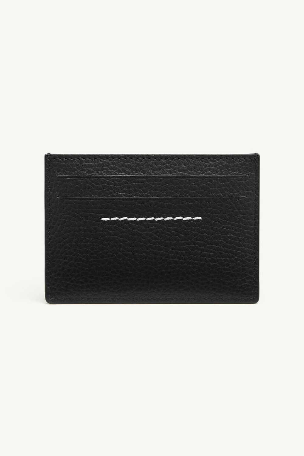 Rear view of MM6 Grainy Leather Cardholder Black