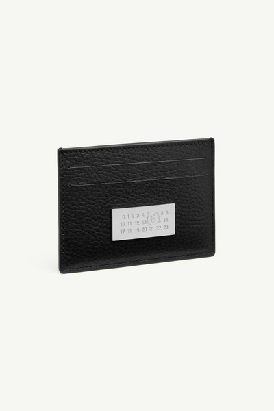 Front view MM6 Grainy Leather Cardholder Black