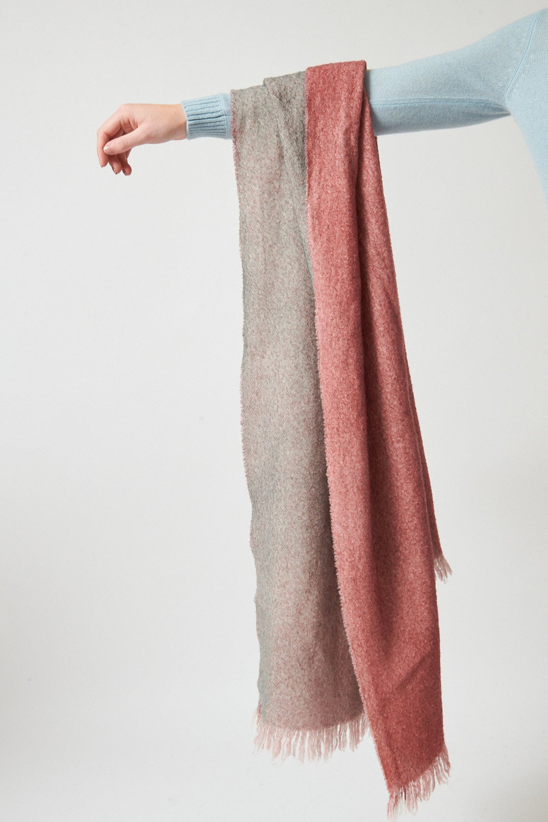 Julia holding Destin Paint Scarf front view