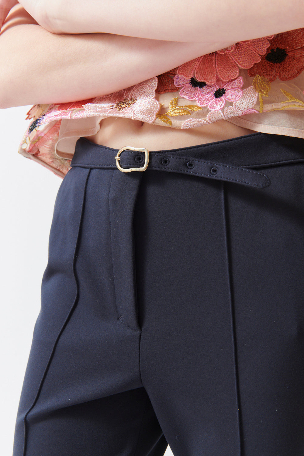 Angela wearing Dorothee Schumacher Emotional Essence Pants front/detail  view