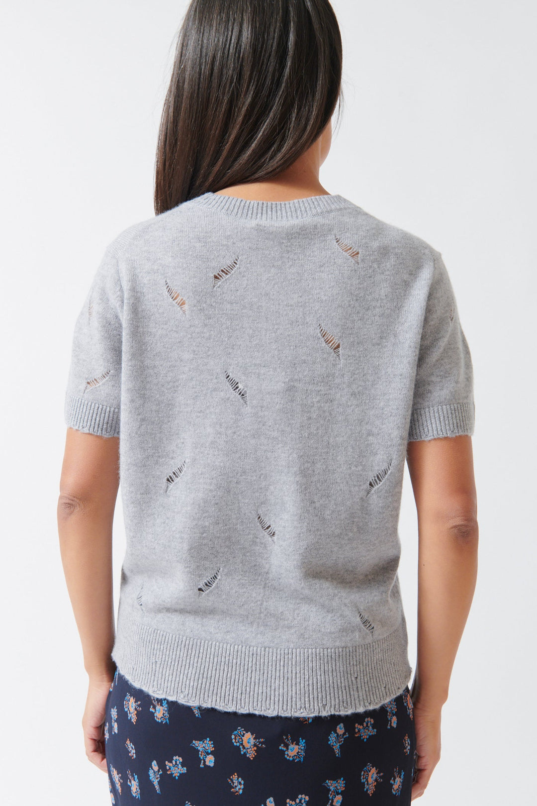 Amanda wearing Dorothee Schumacher Blooming Statements Pullover rear view