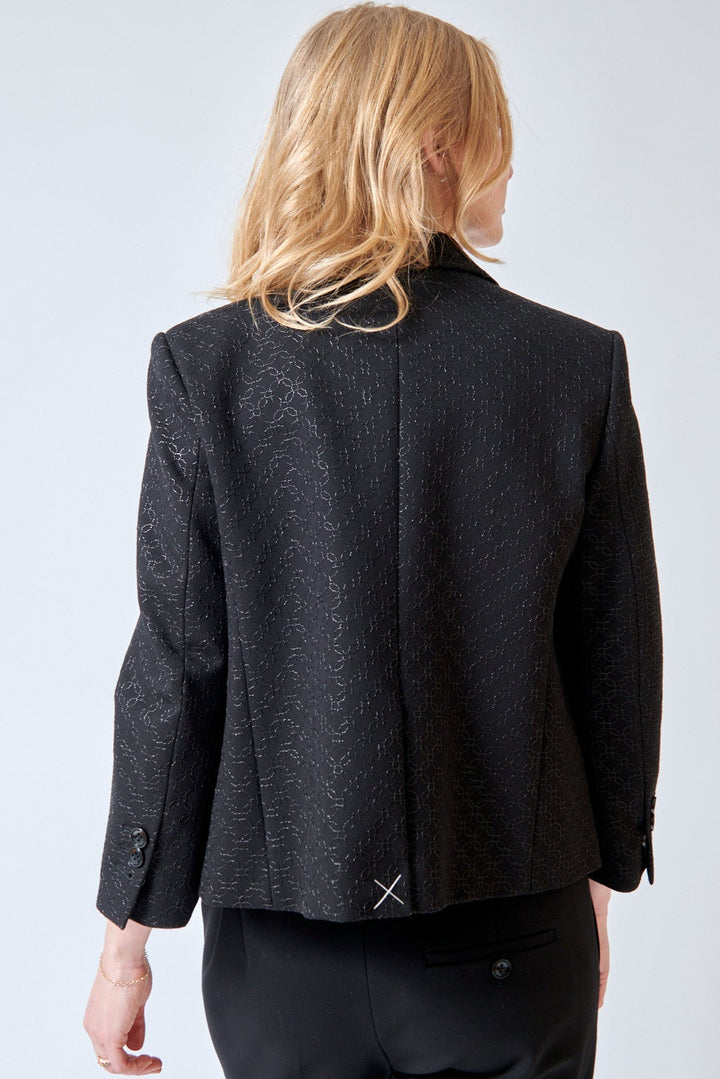 Madi wearing Dorothee Schumacher Sparkling Emotions Jacket rear view
