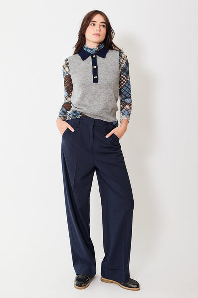 Ganni Drapey Melange High Waist Pants, modeled from the front