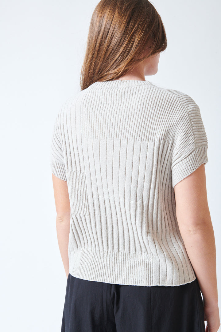 Julia wearing Evam Eva Dallas Cotton Vest Antique White rear view
