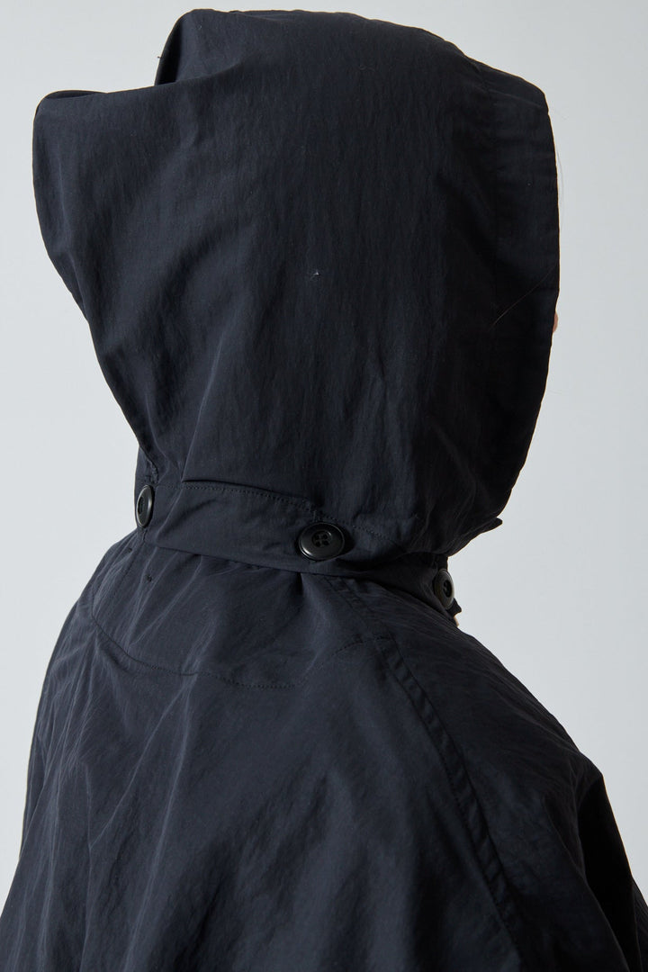 Julia wearing Fabiana Pigna Eleni Jacket Onyx hoodie view