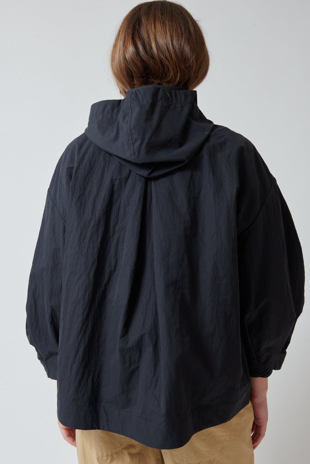 Julia wearing Fabiana Pigna Eleni Jacket Onyx rear view