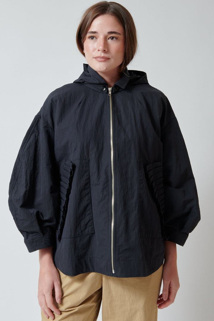 Julia wearing Fabiana Pigna Eleni Jacket Onyx front view